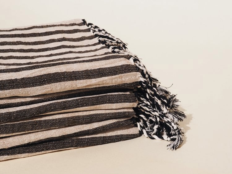 Mizar and Alcor Striped Black Towel